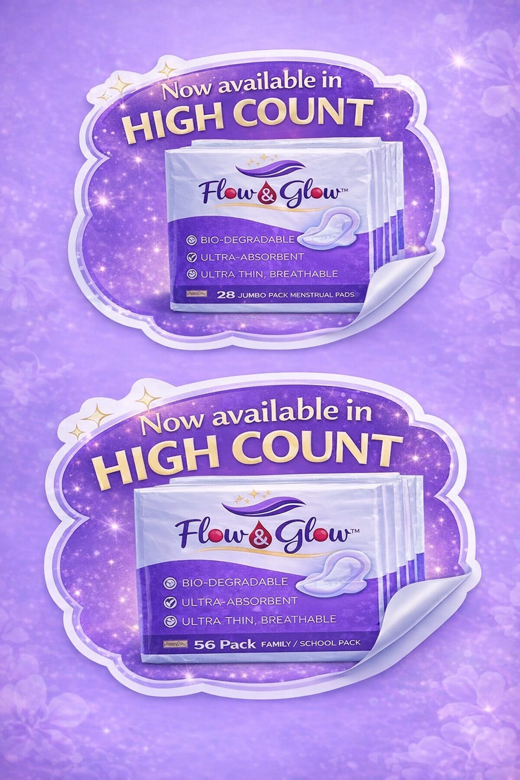 Flow and Glow high-count family and school pack campaign