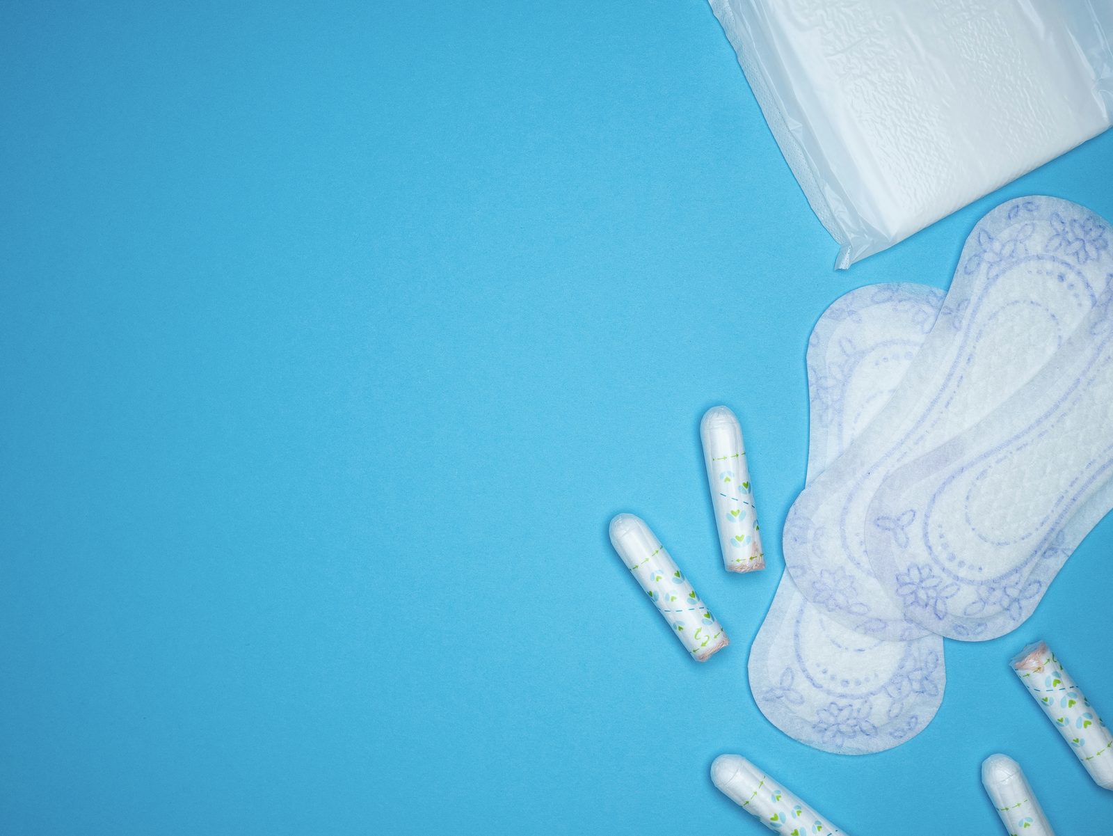 Organic pads arranged for period care shopping